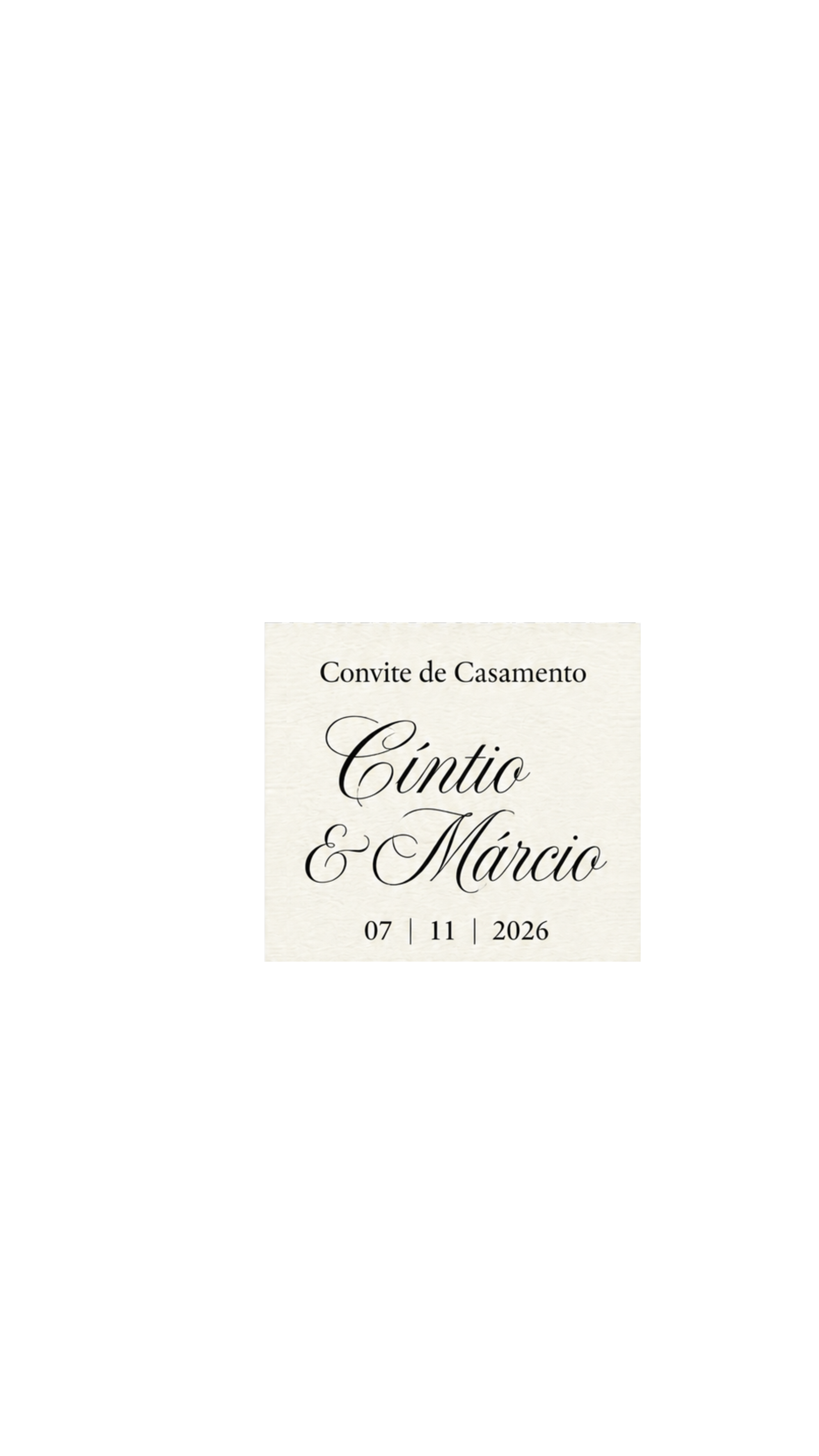 Convite de casamento de Cíntia e Márcio